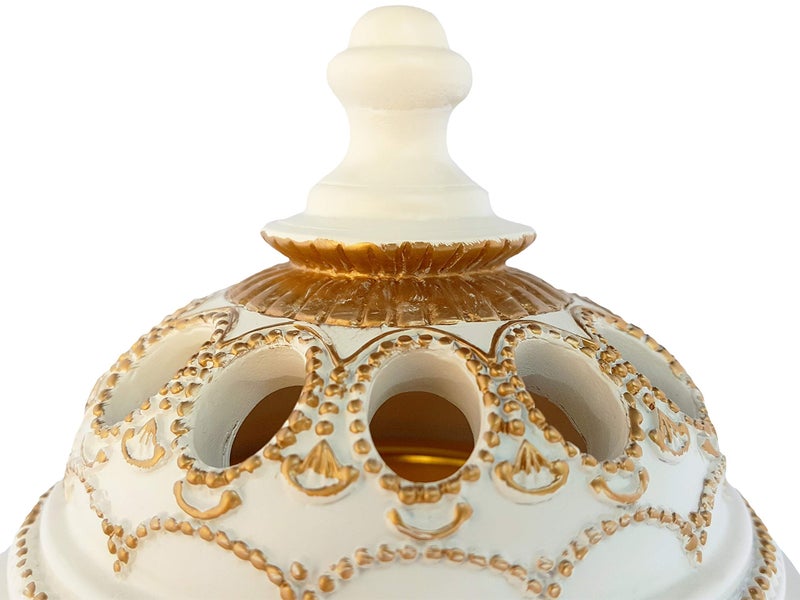 AM Charcoal Incense Burner - Bakhoor Burner, Oud Frankincense Resin Burner for Office & Home Decor - Lavish 4 Pillar (White) - Image 4